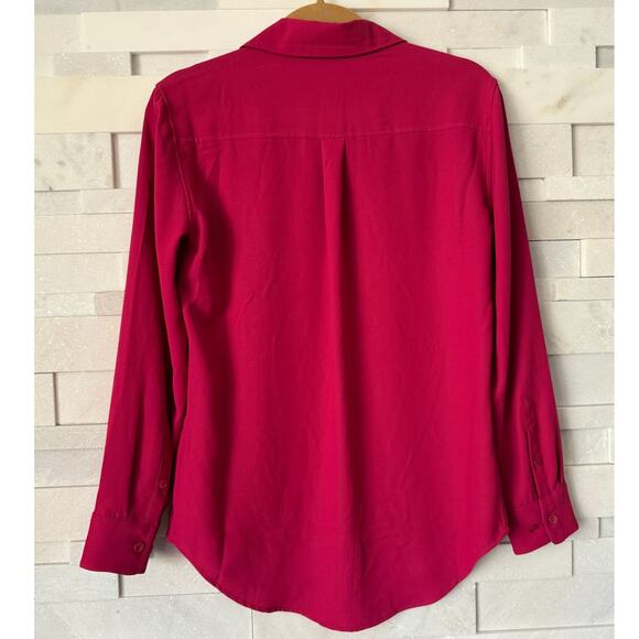 EQUIPMENT FEMME Long Sleeve Button Front Shirttail Hem Raspberry Pink  XXS - Picture 2 of 7